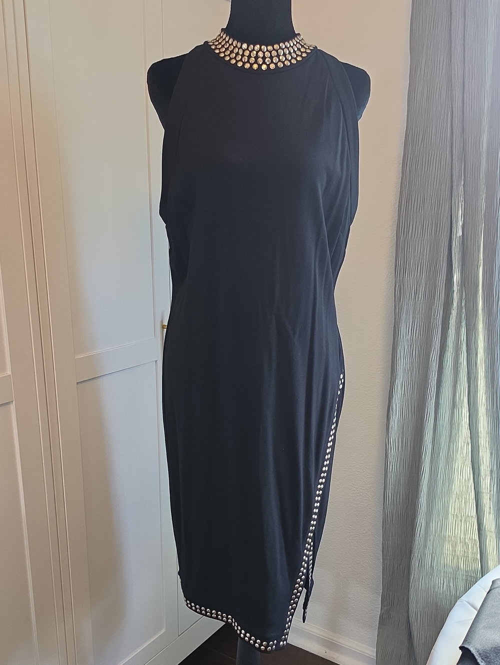 Black Embellished Halter Dress
